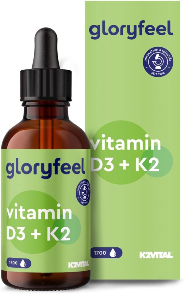 Vitamin D3 K2 Tropfen (1700) - Original K2VITAL® (50ml) - 99,7+% All-Trans - Vitamin D3 hoch bioverfügbar + Vitamin K2 MK7 - Laborgeprüft, ohne Zusätze in Deutschland hergestellt