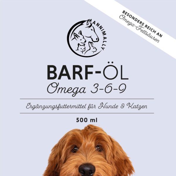 Barf Öl für Hunde 500ml Barföl mit Omega 3-6-9 aus: Lachsöl, Rapsöl, Hanföl & Borretschöl - Futteröl für Hund als Futter Topping (Barf Zusatz) – Bild 6
