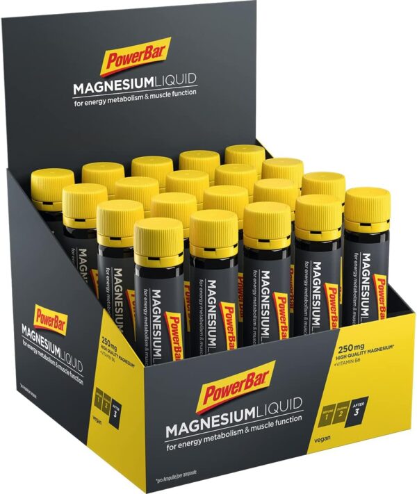 Powerbar Magnesium Liquid Ampullen 20X25ml - Nahrungsergänzungsmittel mit 250 mg Magnesium und Vitamin B6