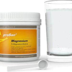 proSan Magnesiumpulver 250g (Tri-Magnesium-Di-Citrat, 16,4%) | Premium Magnesium | Vegan & Hochdosiert | Organisch & Wasserfrei | Reines Pulver ohne Zusatzstoffe