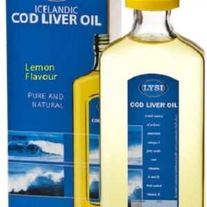 LYSI Lebertran, reich an Omega 3, natürliche Vitamine A, D und E, Zitronenaroma 240ml, für das Immunsystem, höchste Qualität, kommt aus isländischen Süßgewässern