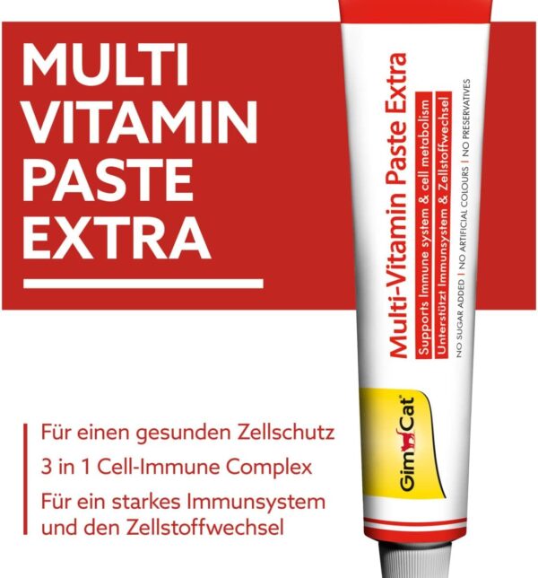 GimCat Multi-Vitamin Paste Extra - Katzensnack mit Fischöl für ein starkes Immunsystem und den Zellstoffwechsel - 1 Tube (1 x 100 g) – Bild 2