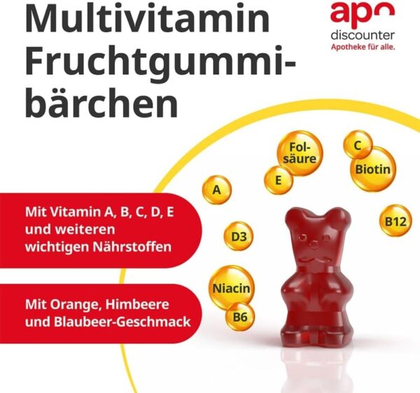Multivitamin Fruchtgummibärchen zuckerfrei von apodiscounter 60 stk – Bild 3
