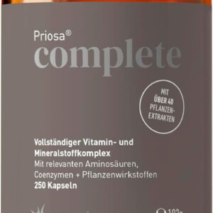 SANOPOLY Priosa® complete 250 Multivitamin Kapseln I Unterstützt Energiestoffwechsel, Immunsystem und geistige Leistung I 42 Pflanzenextrakten, 16 Aminosäuren, 13 Mineralien & 13 Vitaminen | vegan