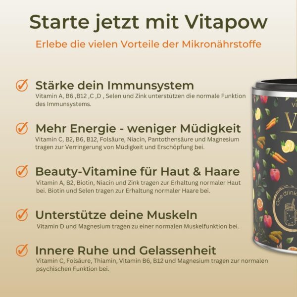 Multivitamin Pulver + Magnesium, Zink & Selen - Vitamine A-Z hochdosiert - Immunsystem stärken - hochwertige Mikronährstoffe - ohne Zuckerzusatz - vegan - in Deutschland hergestellt - ACE Geschmack – Bild 4