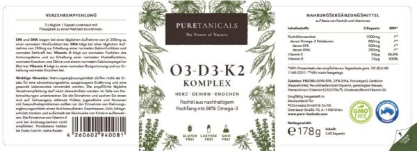 Omega 3 + Vitamin D3, K2 MK7 All-Trans mikroverkapselt - Premium Essentials O3-D3-K2 hochdosiert - Fischöl mit essentiellen EPA & DHA Fettsäuren | Fisch Öl Omega3 Fish Oil Tropfen | 240 Kapseln – Bild 9