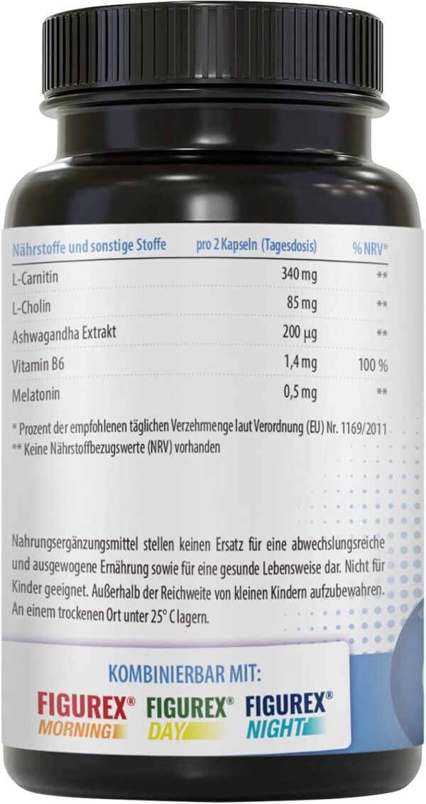 FIGUREX Shape Kapseln, Stoffwechsel-Kur mit Vitamin B6, Melatonin hochdosiert, L-Carnitin hochdosiert und Ashwagandha Extrakt, 120 Kapseln – Bild 2