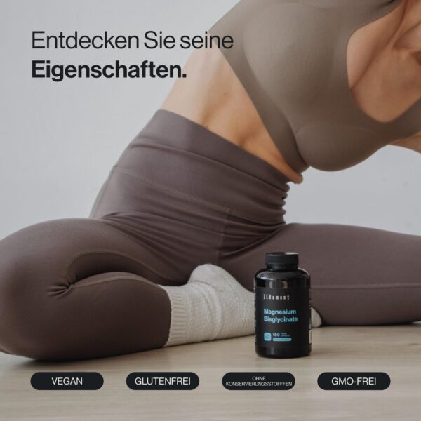 Magnesiumglycinat, 175mg elementares Magnesium pro Kapsel (350mg magnesium bisglycinat) | Premium: Chelatiertes Magnesium | 180 Kapseln (3 Monats-Vorrat) | Vegan, Hochdosiert | Zenement – Bild 2