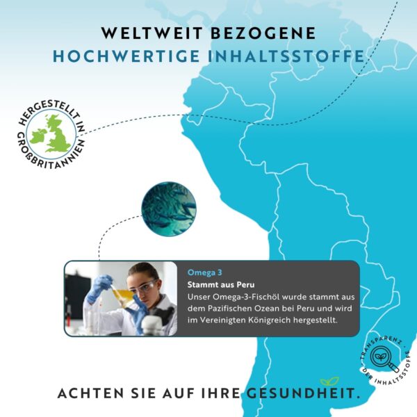 Omega 3 Kapseln hochdosiert 240-2000mg Fischöl Kapseln mit 660mg EPA & 440mg DHA pro Portion - Omega 3 Öl, Reines Fischöl aus nachhaltiger Fischerei - Geprüft/Zertifiziert in Deutschland - Nutravita – Bild 6
