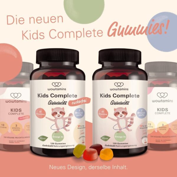 wowtamins Kids Complete - Vegane Multivitamin Gummies mit Omega 3 (30-Tage-Vorrat) - Vitamine für Kinder - Nahrungsergänzungsmittel für das Immunsystem mit Vitamin C, D3, B12, Zink & mehr – Bild 2