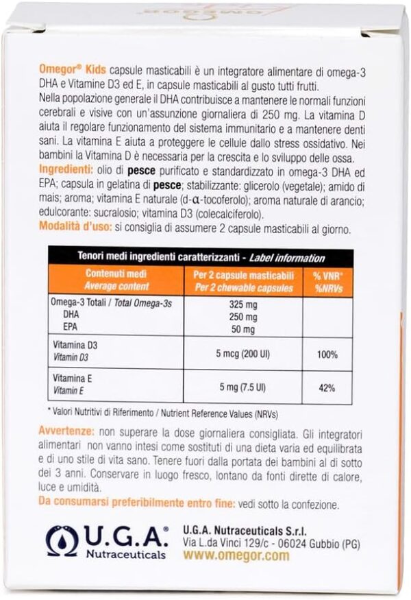 Omegor Kids| Fördert das Wachstum |Ab 3 Jahre | Höchste Auszeichnung für Fischölprodukte (5 Sterne IFOS) |mit Vitamin D3 und E | Praktische und geschützte Kapseln (60 Stück) – Bild 2