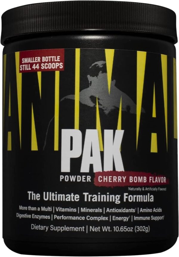 Universal Nutrition ANIMAL Pak Pulver (Cherry) Multivitamin-Komplex fürs Training mit Vitaminen, Mineralien & Aminosäuren, Enzyme unterstützen die Nährstoffversorgung & Immunsystem, 44 Messlöffel