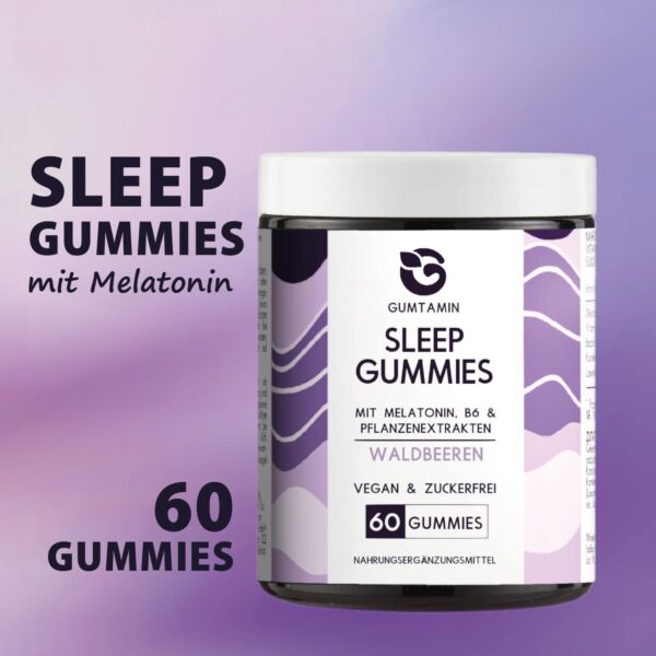 Gumtamin Sleep Melatonin Gummies - zuckerfrei - Melatonin hochdosiert - 60 Stück - vegane Melatonin Gummibärchen für die Abendroutine - Alternative zu Melatonin Spray – Bild 2