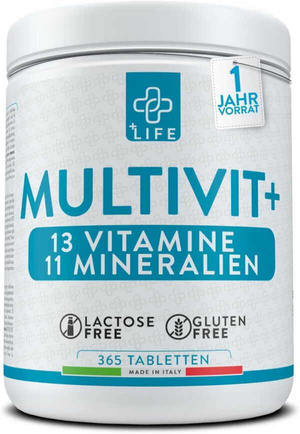 +LIFE - Multivitamin Tabletten Hochdosiert, Multivitamin mineral komplex, Piulife® 365 Tabletten mit 24 Vitaminen und Mineralien, Multivitamin-Ergänzung Frauen Männer Kinder, Erwachsene Immunabwehr