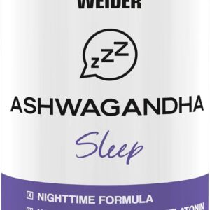 Weider Ashwagandha Sleep - KSM-66 Ashwagandha, L-Theanin, Glycin & Melatonin für Stressabbau & verbesserten Schlaf - 120 Kapseln
