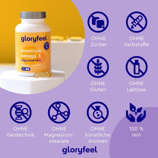 Premium Omega 3 - Triglycerid-Form (4-fache Stärke) - Höchster EPA/DHA Gehalt: 75% - Nachhaltiger Fischfang - Laborgeprüfte Fischöl Kapseln, aufwendig aufgereinigt in Deutschland hergestellt – Bild 3