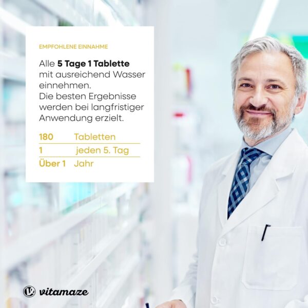 Vitamin D3 K2 5000 IE mit Vitamin K2 MK7 All Trans Form, 1+ Jahre Vorrat, 180 Tabletten Vitamin D ohne unnötige Zusatzstoffe, in Deutschland hergestellt – Bild 9