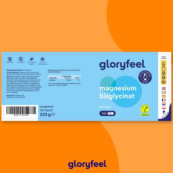 Magnesium Bisglycinat - 240 Kapseln - 400mg Chelatiertes Magnesium pro Tag - Hochdosiert für weniger Müdigkeit + Muskel-Support* - Vegan, laborgeprüft, ohne Zusätze in Deutschland hergestellt – Bild 2