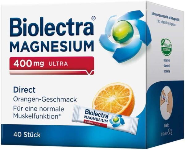 Hermes Arzneimittel GmbH Biolectra Magnesium 400 mg ultra Direct Granulat Orangengeschmack Beutel, 40 Stück