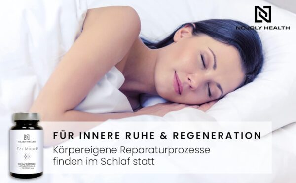 Zzz Mood® natürlicher Schlaf Komplex | mit 1mg Melatonin, L-Tryptophan, Passionsblume, Ashwagandha & bewährten Pflanzenstoffen hochdosiert B5 für geistige Leistung & Energiestoffwechsel – Bild 7
