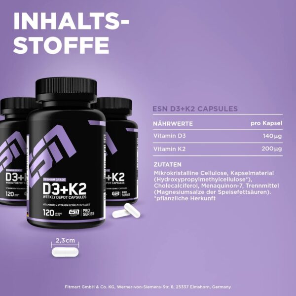 ESN Super Omega-3, 300 Kapseln + Vitamin D3 + K2, 120 Kapseln, ideales Bundle aus hochdosiertem Fischöl, Vitamin D3 und Vitamin K2 – Bild 7