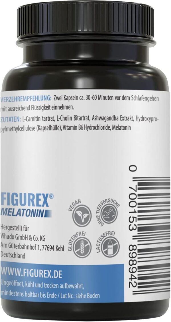 FIGUREX Shape Kapseln, Stoffwechsel-Kur mit Vitamin B6, Melatonin hochdosiert, L-Carnitin hochdosiert und Ashwagandha Extrakt, 120 Kapseln – Bild 3