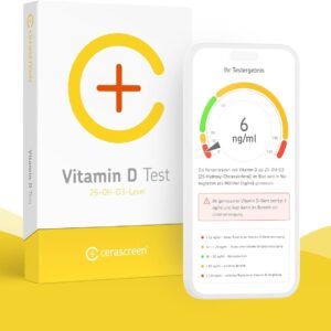 Vitamin D Test Kit von CERASCREEN - Spiegel messen und Bedarf erkennen mit dem Testkit für zu Hause | Zertifiziertes Labor | Konkrete Handlungsempfehlungen und Gesundheitsinformationen