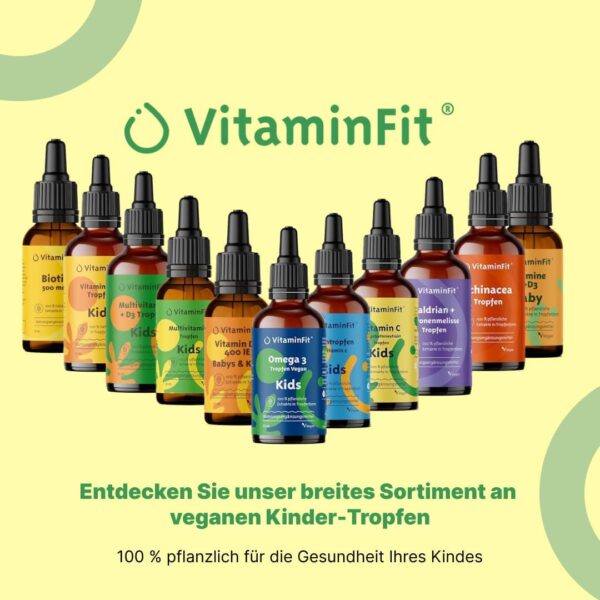 VitaminFit Kinder Omega-3-Tropfen Nahrungsergänzung für Kinder - Flüssig - DHA - EPA - ALA - Fischfrei - 100% Pflanzlich - Vegan - 50 ml – Bild 7