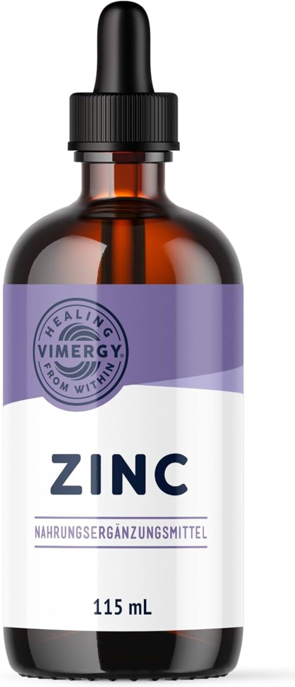 Vimergy Zink Tropfen 115 ml – 57 Portionen– Flüssiges Zink Hochdosiert – Antioxidans – Kein Raffinierter Zucker – Glutenfrei ohne Gentechnik Koscher Vegan Keto/Paleo Ernährung Geeignet