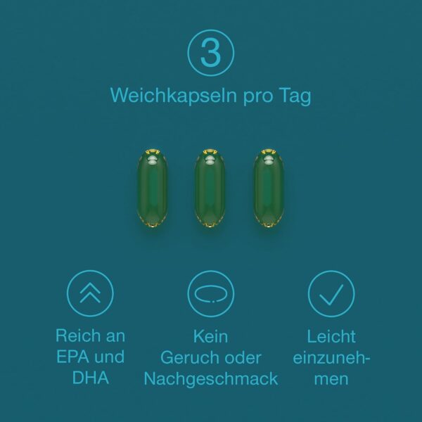Omega 3 Kapseln Hochdosiert 3000mg - Premium Fischöl 120 Kapseln - Dreifache Wirkung - Hoher DHA & EPA Gehalt - Reines Omega 3 Öl aus Nachhaltigem Fischfang - Laborgeprüftes Fischöl Ohne Zusätze – Bild 5