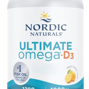 Nordic Naturals, Ultimate Omega-D3 Lemon, 120 glutenfreie Softgels, 1280mg Omega-3 je Dosis, Sojafrei, GMO frei, Zitronengeschmack