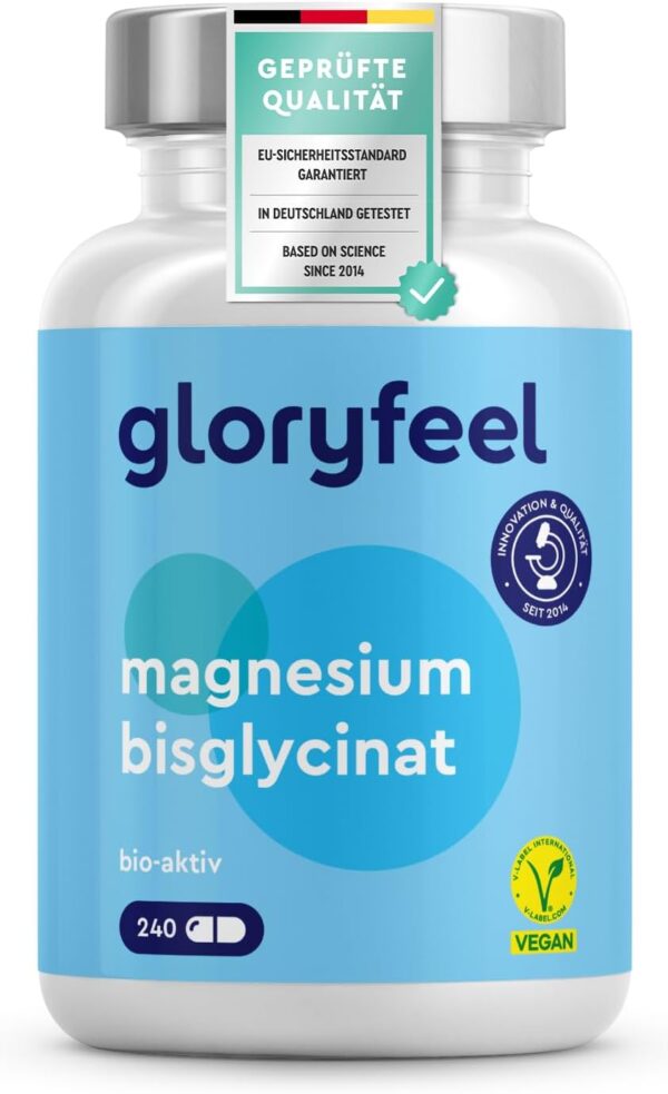 Magnesium Bisglycinat - 240 Kapseln - 400mg Chelatiertes Magnesium pro Tag - Hochdosiert für weniger Müdigkeit + Muskel-Support* - Vegan, laborgeprüft, ohne Zusätze in Deutschland hergestellt