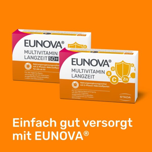 Eunova Langzeit 50+ - Nahrungsergänzungsmittel und Multivitamin mit Mineralstoffen und Lutein - speziell für Menschen ab 50-1 x 30 Kapseln – Bild 8
