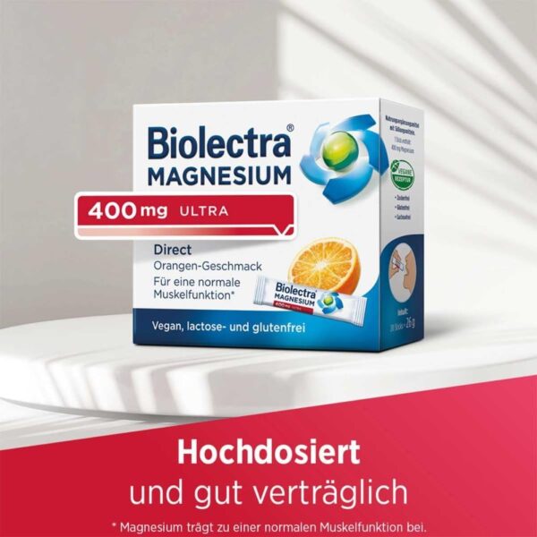 Hermes Arzneimittel GmbH Biolectra Magnesium 400 mg ultra Direct Granulat Orangengeschmack Beutel, 40 Stück – Bild 5