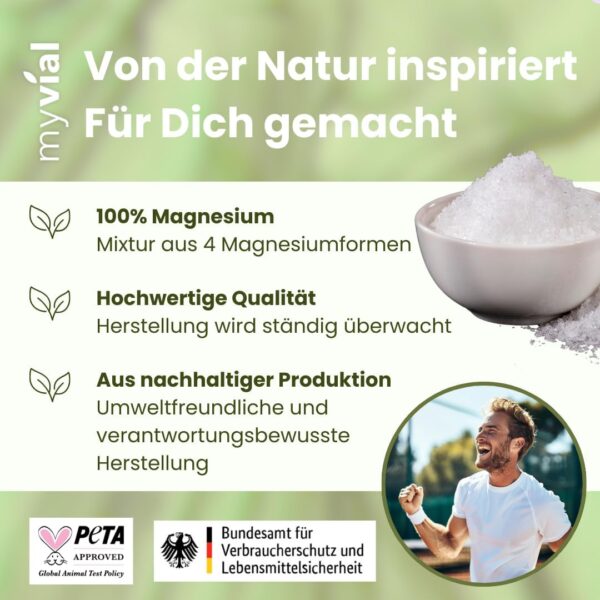 Premium Magnesium Komplex hochdosiert Kapseln 180 Stück, 435mg elementares Magnesium pro Tagesdosis aus 5 hochwertigen Verbindungen vegan ohne Zusätze plastikfrei verpackt aus Deutschland – Bild 3
