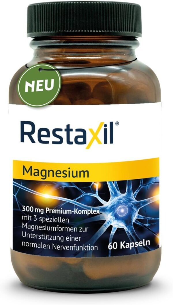 Restaxil Magnesium - stark dosierter Premium-Magnesium-Komplex mit Magnesiumbisglycinat. Laborgeprüft,hochkonzentriert,exzellente Bioverfügbarkeit, vegan. Vom Nr. 1 Nervenspezialisten aus der Apotheke