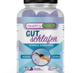 Healthy Fusion SCHLAFEN SIE GUT | 100% reines sublinguales Melatonin + B6 | Schnelle Absorption für tiefen, erholsamen Schlaf | Einschlafen & Durchschlafen leicht gemacht | 60 Kapseln