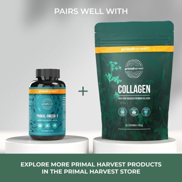 Primal Harvest ® Omega 3 Fischöl (30 Portionen) - 60 Omega 3 Kapseln in leicht zu schluckender Softgel-Form - 470mg EPA & DHA aus nachhaltig gefangenem norwegischem Fisch – Bild 7