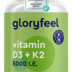 Vitamin D3 K2 5000 IE (2+ Jahre) - Premium: K2VITAL® 99,7+% All-Trans - 200µg Vitamin K2 MK7 Hochdosiert - 1 Tablette/5 Tage - Laborgeprüft, ohne Zusätze in Deutschland hergestellt