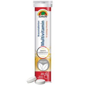 SUNLIFE Multivitamin Brausetabletten - 1x20 Stück - Multivitamin Tabletten mit Orangen Geschmack - Brausetabletten mit 10 Vitaminen - Nahrungsergänzungsmittel Multivitamine - Vitamine Tagesbedarf