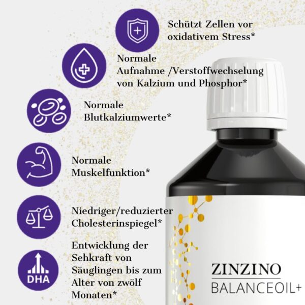 ZinZino BalanceOil+ Fischöl mit Omega-3 2478 mg, Omega-9, Vitamin D3, Tocopherol, DHA, EPA mit Olivenöl Grapefruit-Zitronen-Limetten-Geschmack, 300 ml – Bild 2