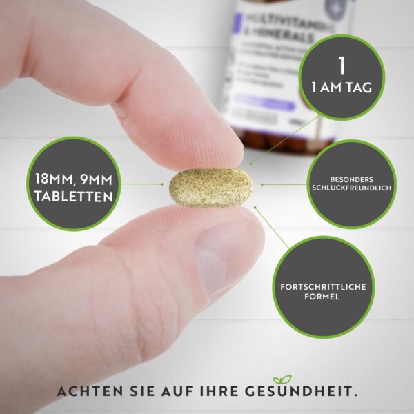 Multivitamin & Mineralstoffe - 365 hochdosierte Tabletten mit Bioaktiv-Formen und Premium-Rohstoffen - Unabhängig Laborgetestet - vegane, Multivitamintabletten mit 26 aktiven Vitamine – Bild 4