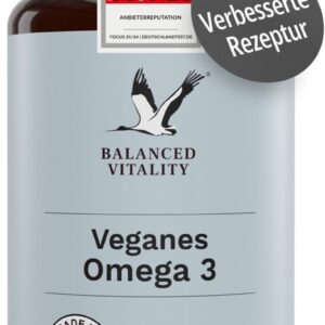 Veganes Omega 3 hochdosiert - 1500 mg je Tagesdosis mit 450 DHA & 225 EPA aus Algenöl - 90 Kapseln 1 Monat - Omega 3 Algenöl Kapseln mit Markenrohstoff life‘sOMEGA® - Fischfrei - Balanced Vitality
