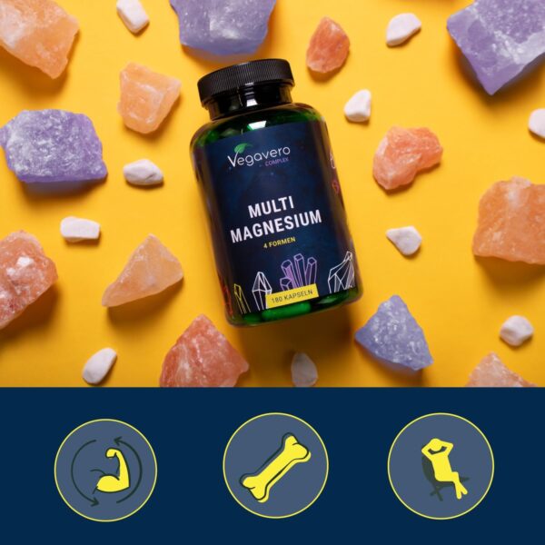 Magnesium Komplex Vegavero® | Mit 4 bioaktiven Formen: Bisglycinat, Taurat, Malat & Citrat | 375 mg & elementar | Vegan & Ohne Zusätze | 180 Kapseln – Bild 7