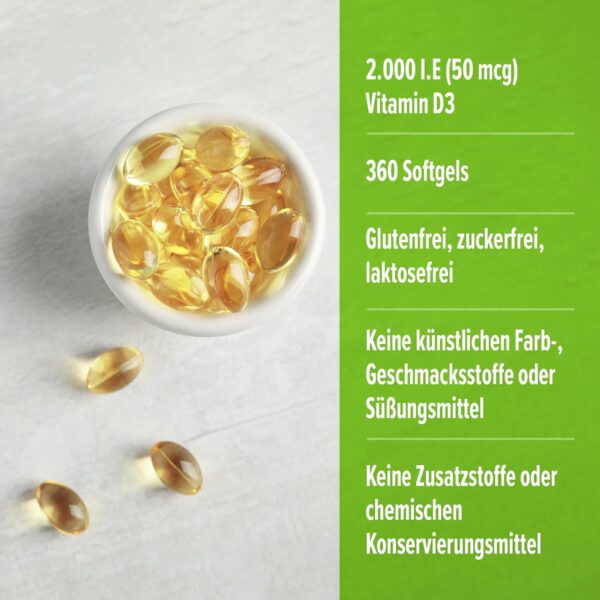 Orzax Vitamin D3 2000 I.E. - 360 Weichkapseln (12 Monate) - hochdosiert & naturbelassenes vitamin d, ohne Zusätze, laborgeprüft (Cholecalciferol) – Bild 4
