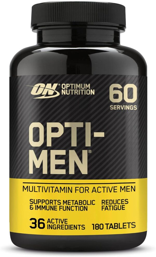 Optimum Nutrition Opti-Men Multivitamin-Nahrungsergänzungsmittel für Männer mit Vitamin D, Vitamin C, Vitamin B6 und Aminosäuren, geschmacksneutral, 60 Portionen, 180 Kapseln