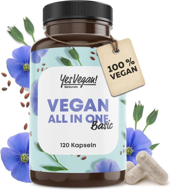 Vegan Complex - Vitamin B12 K2 D3 Eisen Zink Selen und Omega 3-120 Kapseln - speziell für Vegetarier und Veganer - Geschenke - Supplements (1 Stück)