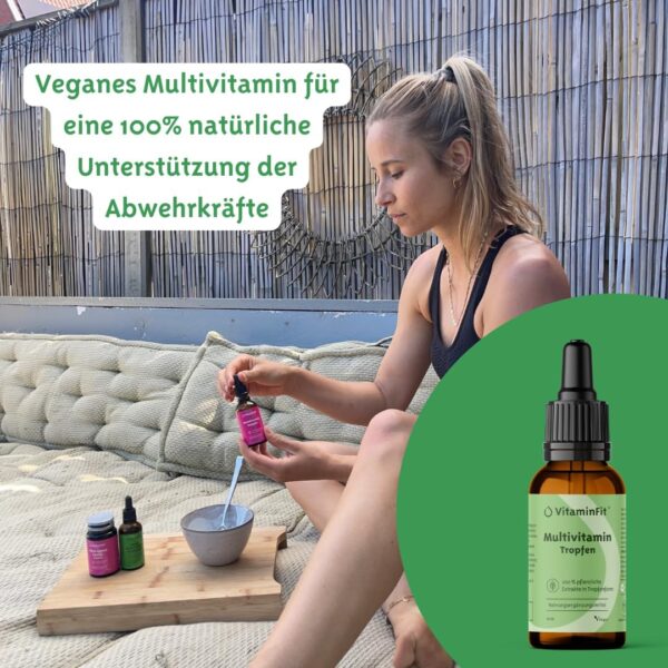 VitaminFit Multivitamin Komplex Tropfen Nahrungsergänzungsmittel - Flüssiges Multivitamin - Tropfen mit Vitamin C, Magnesium und Zink - 100% Pflanzlich - Vegan - 30 ml – Bild 2