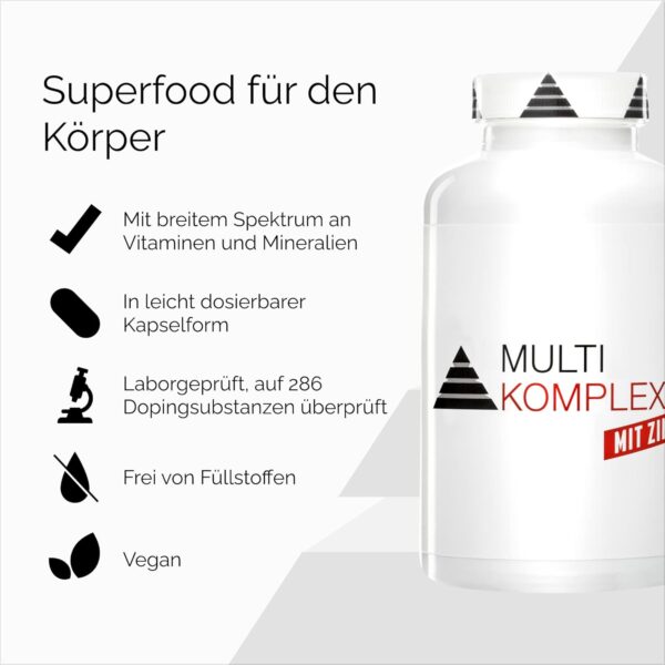 YPSI Multi Komplex mit Zink - Multivitamine und Mineralstoffe - Vegan - 180 Kapseln – Bild 2