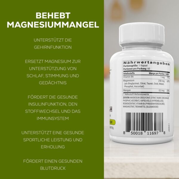 BiOptimizers Magnesium Breakthrough 3.0 | 7 Magnesiumarten: Chelat, Citrat, Bisglycinat, Malat, Aspartat, Taurat, Oratat | 60 Kapseln – Bild 5